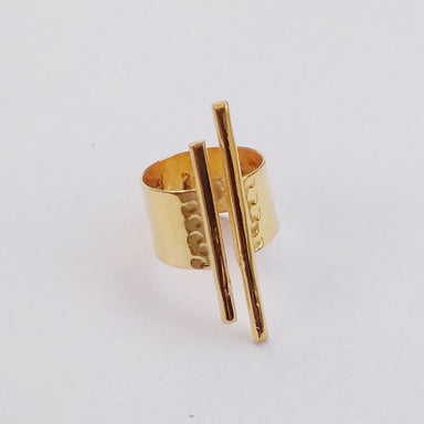 Hammered 18k Gold Plated Adjustable Ring - By Krti Handicrafts