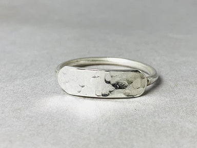 Hammered Ring Sterling Silver 925 Handmade Boho Flat-Bar Simple Woman Jewelry for Her - by Heaven