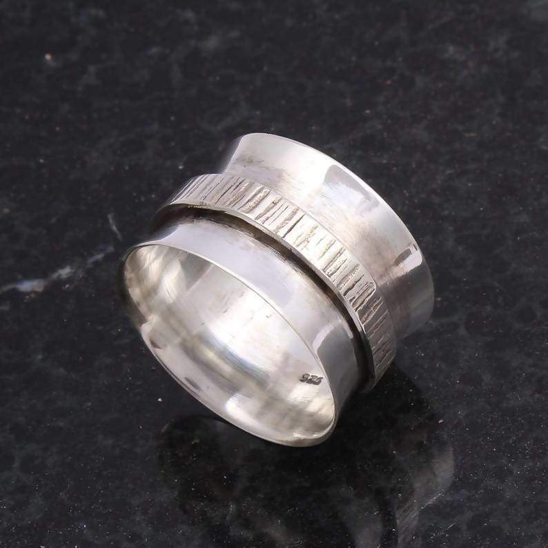 Rings Hammered band Silver Spinning ring Sterling silver Meditation ring,Silver spinner band,Fidget Statement jewelry