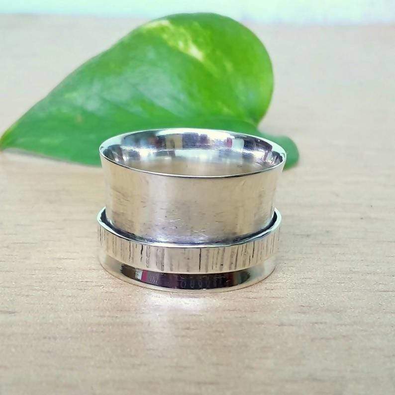 Rings Hammered band Silver Spinning ring Sterling silver Meditation ring,Silver spinner band,Fidget Statement jewelry