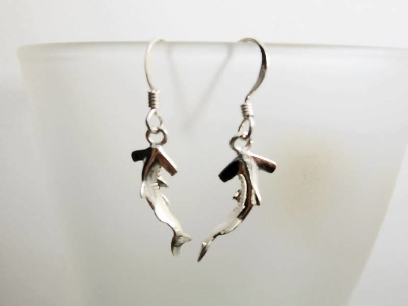Earrings Hammerhead Shark Drop 925 Sterling Silver Fish Dangle Aqurium Lover Gifts