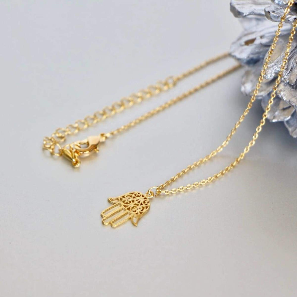 Necklaces Hamsa Necklace Set Gold And Rhodium Charm Dipped Minimalist Gift (SN101/102)