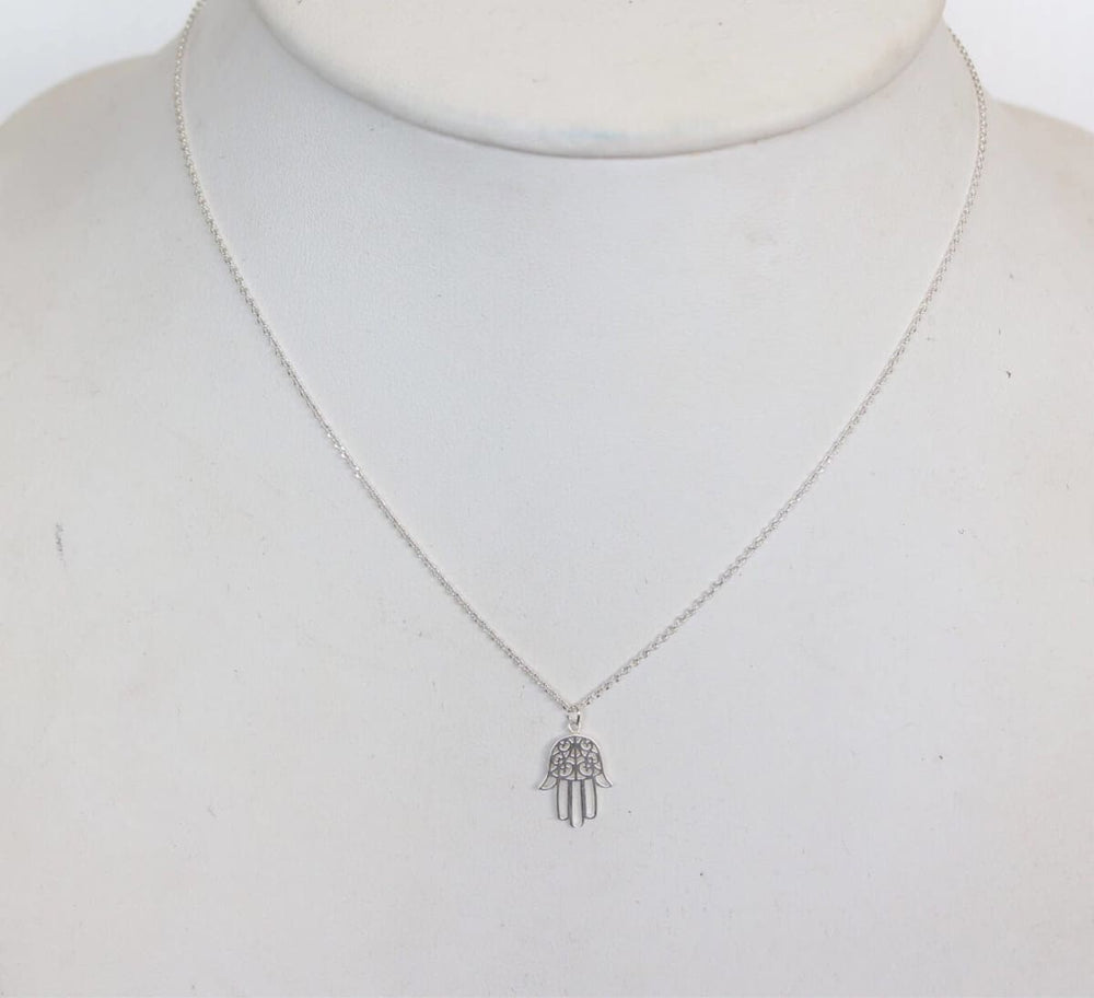 Necklaces Hamsa Rhodium Necklace Charm Dipped (SN101) - by Silver Soul Charms