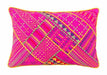 Hand Embroidered Tribal Pink Pillow 14 x 21 inches Welted Cotton - Pillows & Cushions