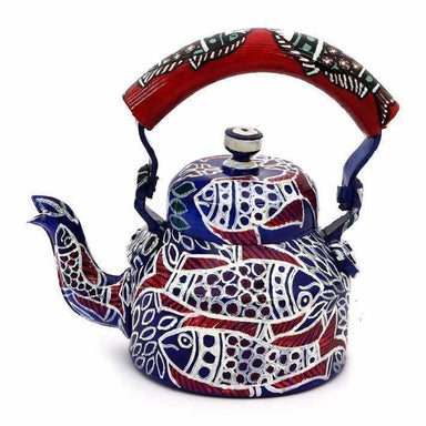 Handmade Beautiful Kaushalam Teapot: Fish - Title - Painted Teapots