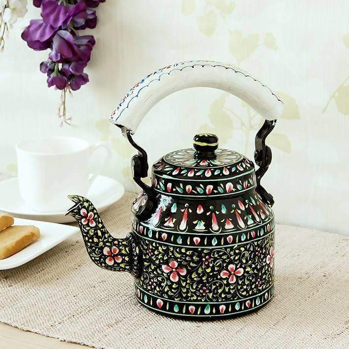 Painted Teapots Handcrafted Kaushalam Teapot: Black Beauty