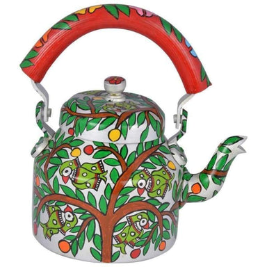 Painted Teapots Handcrafted Kaushalam Teapot: Parrots on Tree