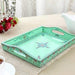 Hand Painted Turquoise Tray In Wood - By Mrinalika Jain