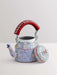 Painted Teapots Hand White and Blue Tea Pot in Aluminium