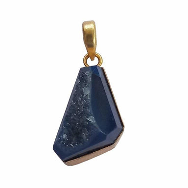 pendants Handcrafted 18K Gold Plated Blue Druzy Drop Pendant - by Krti Handicrafts