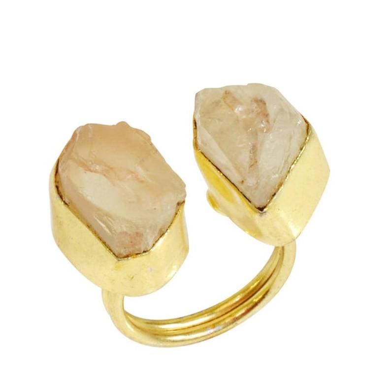rings Handcrafted Raw Citrine November Birthstone Adjustable Ring - by Krti Handicrafts
