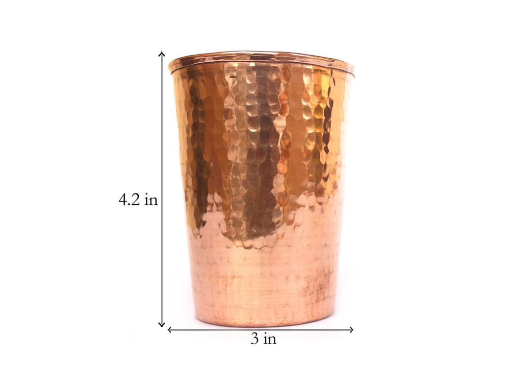kitchen & dining Handmade Copper Water Glassware Set Of 2 - 450 ml For Good Health Brown - by De Kulture Works