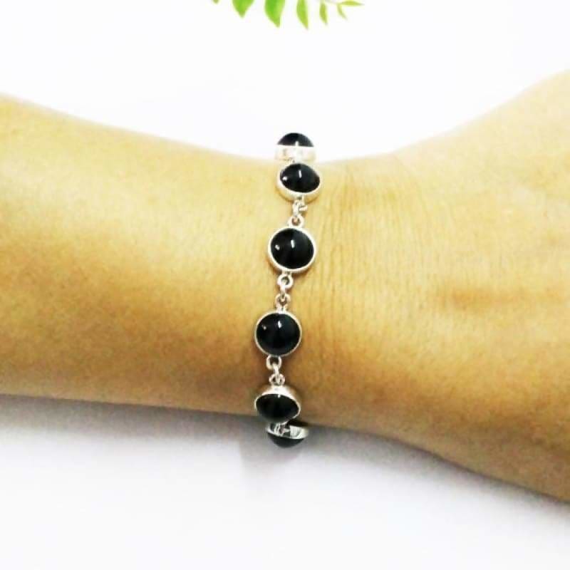 bracelets Handmade Elegant Black Tourmaline Gemstone Silver Bracelet - by Jewelry Zone