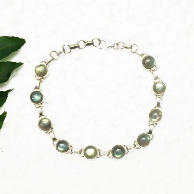 bracelets Handmade Elegant Fire Labradorite Gemstone Silver Bracelet - by Jewelry Zone