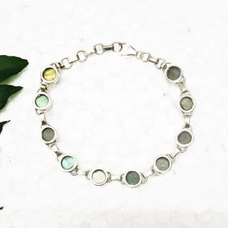 bracelets Handmade Elegant Fire Labradorite Gemstone Silver Bracelet - by Jewelry Zone