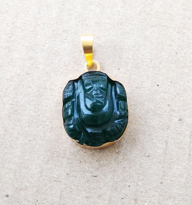 Handmade Green Aventurine Gemstone Ganesh Pendant - By Krti Handicrafts