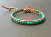 Handmade Natural Turquoise Brown Nude Cotton Cord Bracelet - By Bymemade