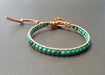 Handmade Natural Turquoise Brown Nude Cotton Cord Bracelet - By Bymemade