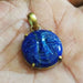 Handmade Prong Set Lapis Lazuli September Birthstone Moon Face Pendant - By Krti Handicrafts