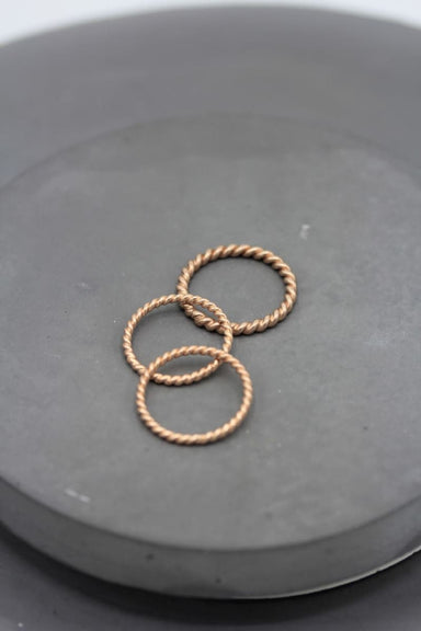 Rings Handmade silver rope stackable ring coated in rose gold - large & medium size (STR0003RG) - by Silvertales Jewelry