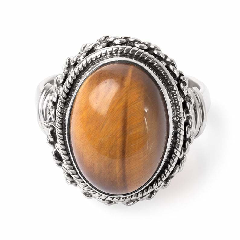 rings Handmade Tiger’s eye cocktail ring Coffee Lover Christmas Gift - by InishaCreation