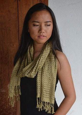 Handwoven Scarf Gossamer Greens and Yellows