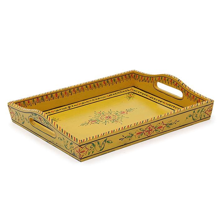 kitchen & dining Hand-Painted Kitchen Tray In Yellow - Title by Mrinalika Jain