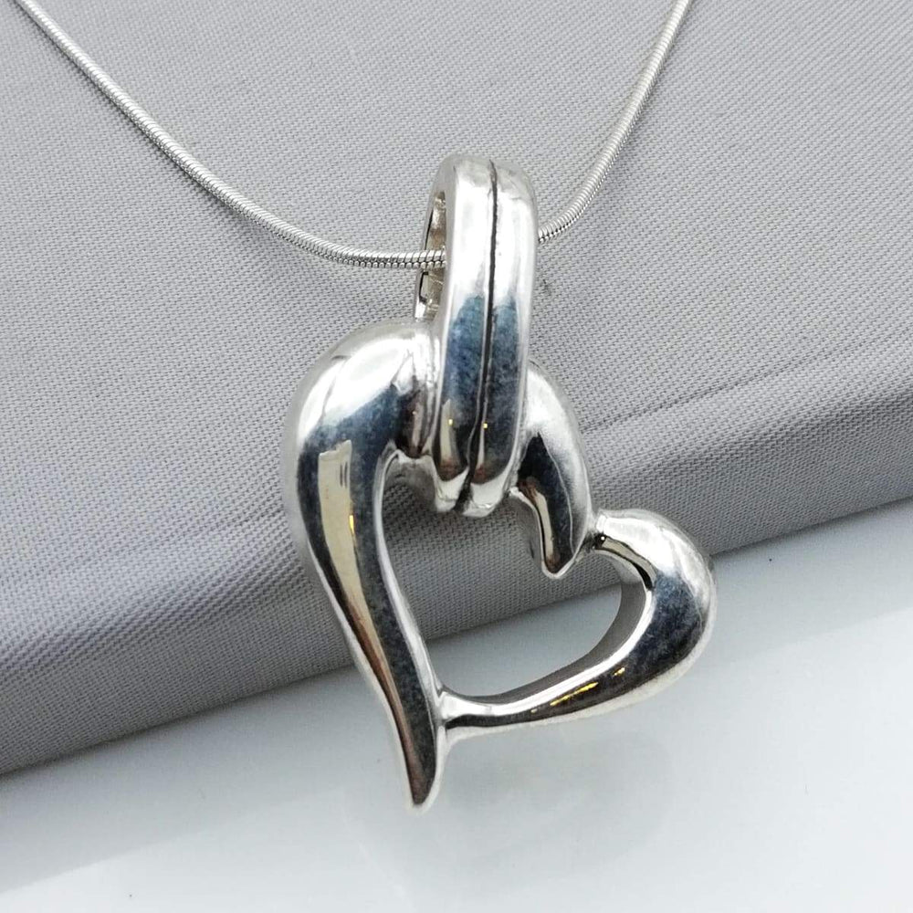 Heart Pendant -Sterling Silver Charm - Gift for mom - Modern - Bohemian - PD22 - by NeverEndingSilver