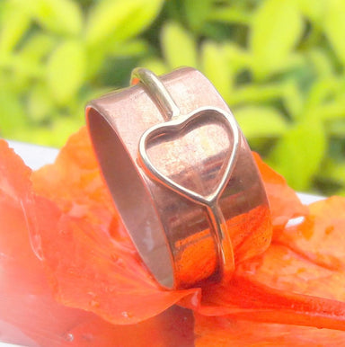 Heart Ring Handmade Joint On Band Sterling Silver Jewelry Women’s Wide Band Rose Gold Color - By Paradise