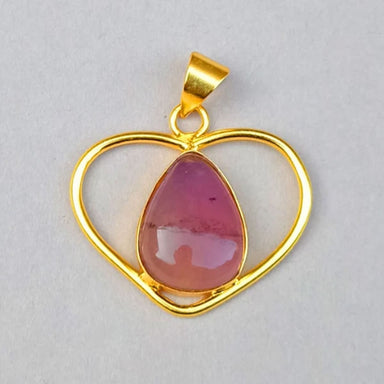 Heart Shape Design Purple Amethyst Gemstone Drop Pendant - By Krti Handicrafts