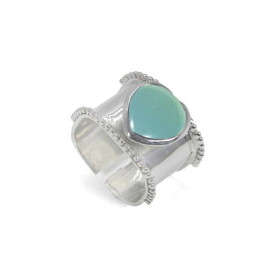 Rings Heart Shaped Aqua Chalcedony 925 Sterling Silver Wrap Adjustable Ring