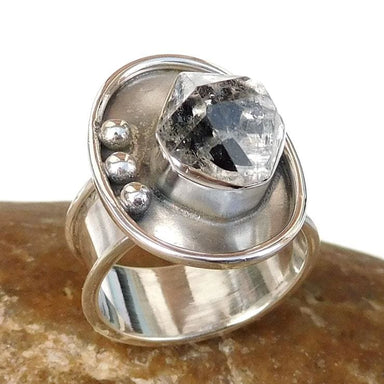 rings Herkimer Diamond Ring 925 Sterling sivler Crystal Ring-D001 - by Adorable Craft