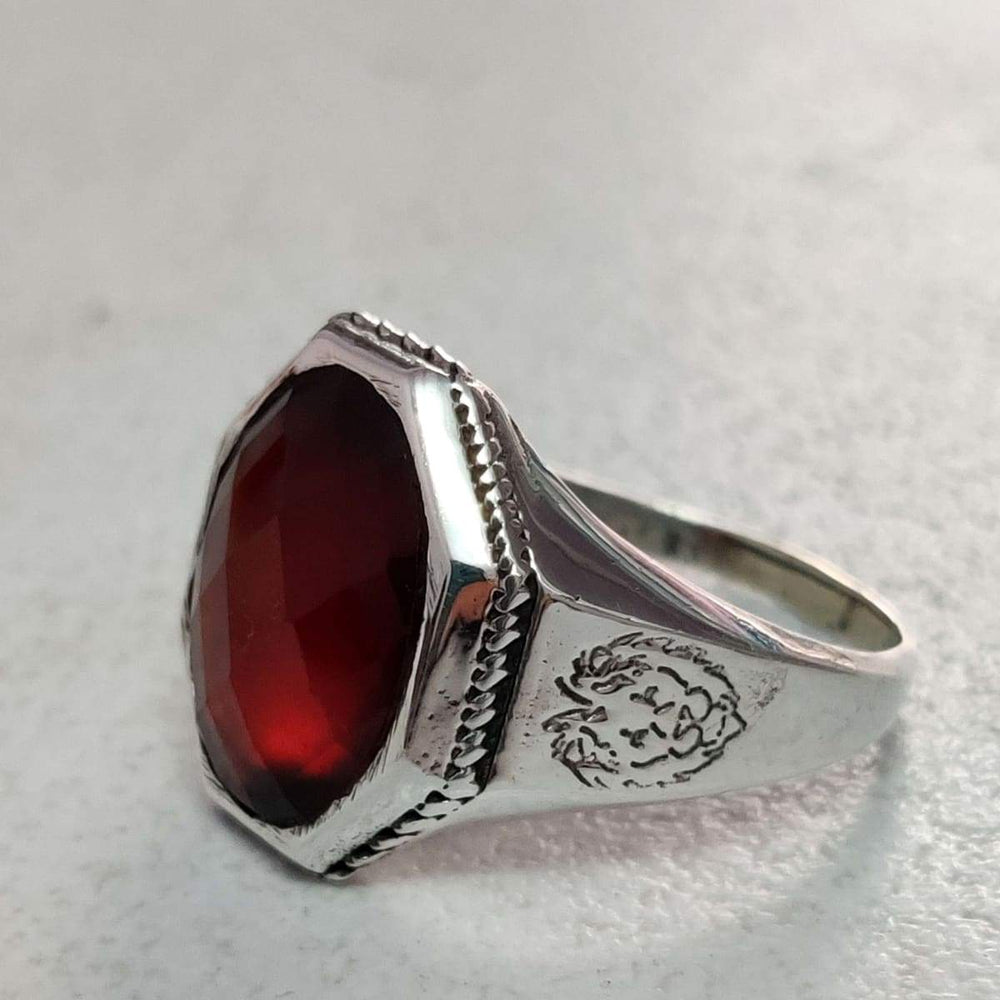White gold garnet ring with diamonds for engagement / Wisteria | Eden  Garden Jewelry™