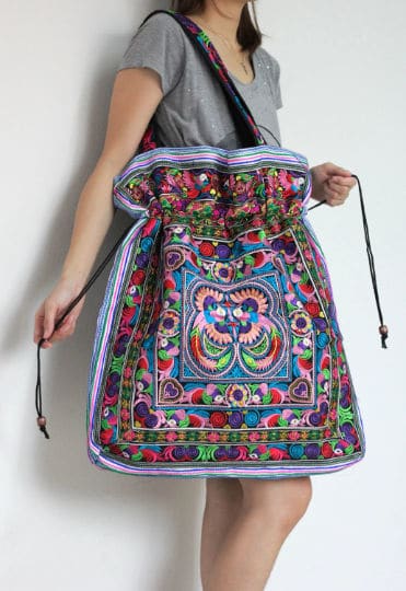 tote bags Hmong Old Vintage Style Unique Ethnic Thai Extra Large Tote Bag XL Oversize - by lannathaicreations