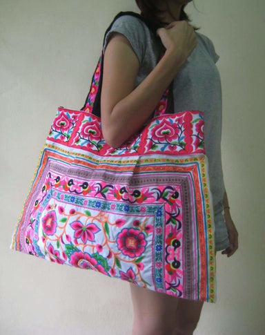 Hmong Thai Embroidered Tote Handbag - by Lannathaicreations