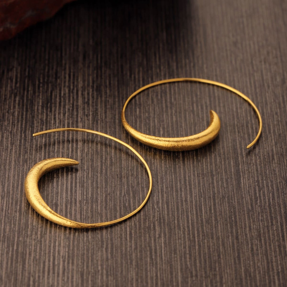 Hoop Earrings in Solid Silver Minimalist Lightweight Hoops / Bridesmaid Earring / Delicate / Gold Scratched Finish - by Uniquesilverzone