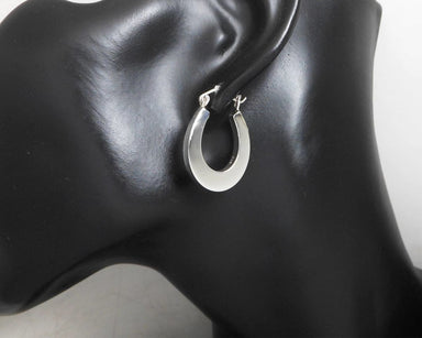 Earrings 3D Horseshoe Hoop 925 Sterling Silver Flat 27mm - by Sup