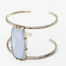 Bracelets Huge blue agate bangle bracelet with double silver and gemstone set in brass setting