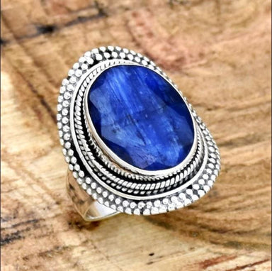 rings Huge Blue Sapphire 925 Sterling Silver Ring,Handmade Filigree Jewelry,Gift For Her - by InishaCreation