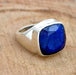 rings Indian Blue Sapphire 925 Sterling Silver Ring Handmade Jewelry,Cushion Gemstone Gift for someone you love - by InishaCreation