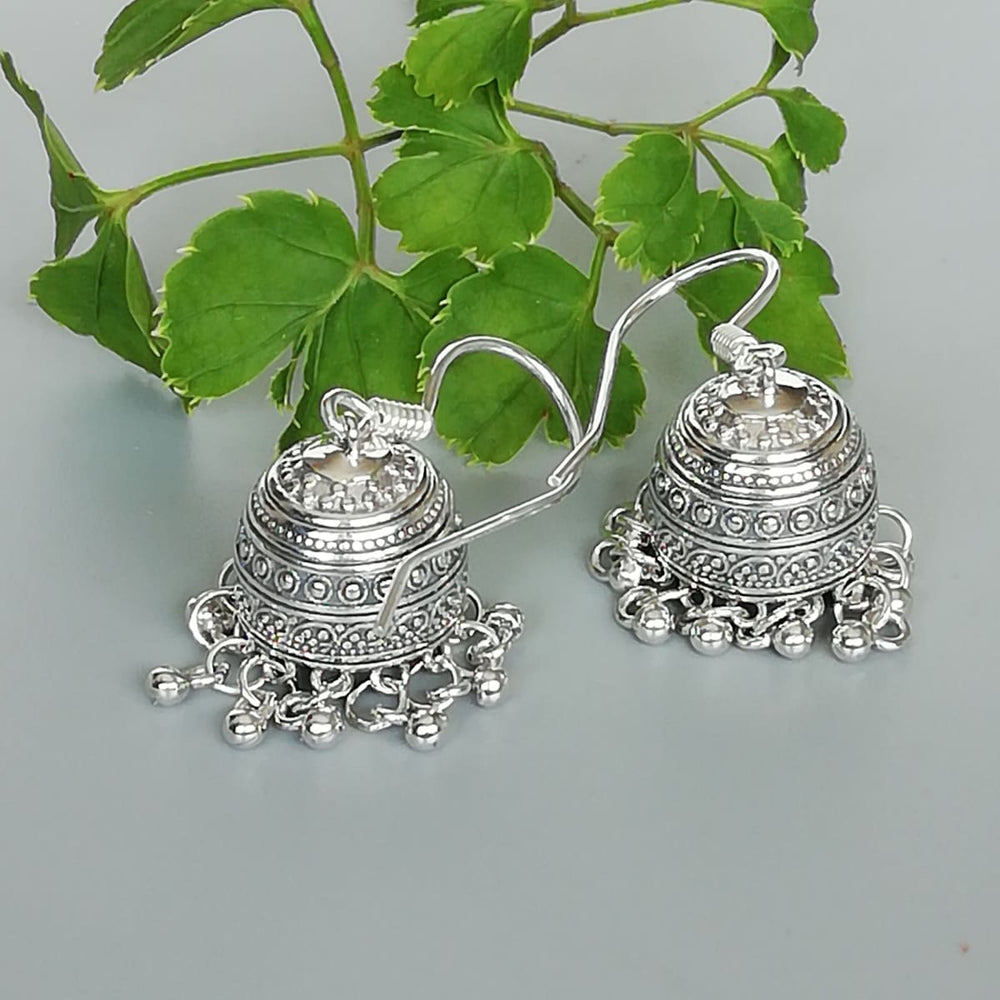 Indian Ear Danglers | Sterling Silver Long Earrings | Chunky Ethnic | Jhumka | Bridal Jewelry | E1119 - by Oneyellowbutterfly