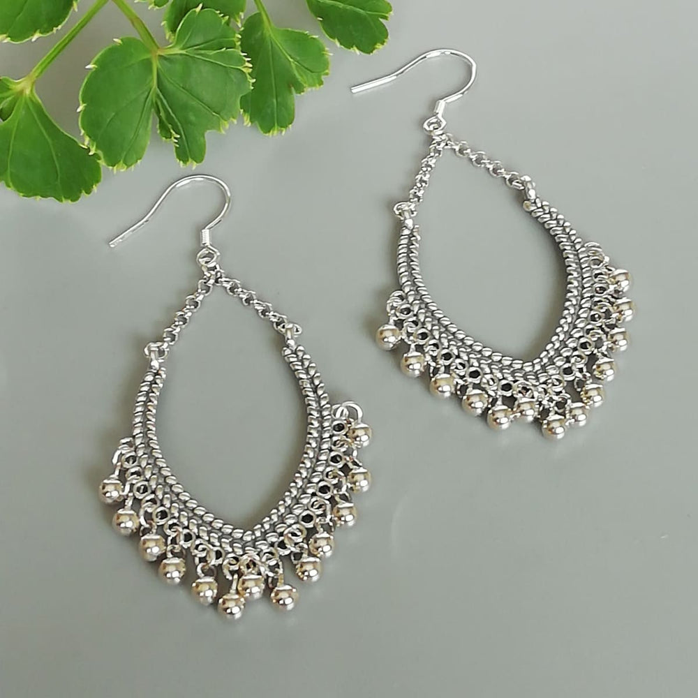 Indian Ear Danglers | Sterling Silver Long Earrings | Ethnic | Bridal Jewelry | Pretty | E1111 - by Oneyellowbutterfly