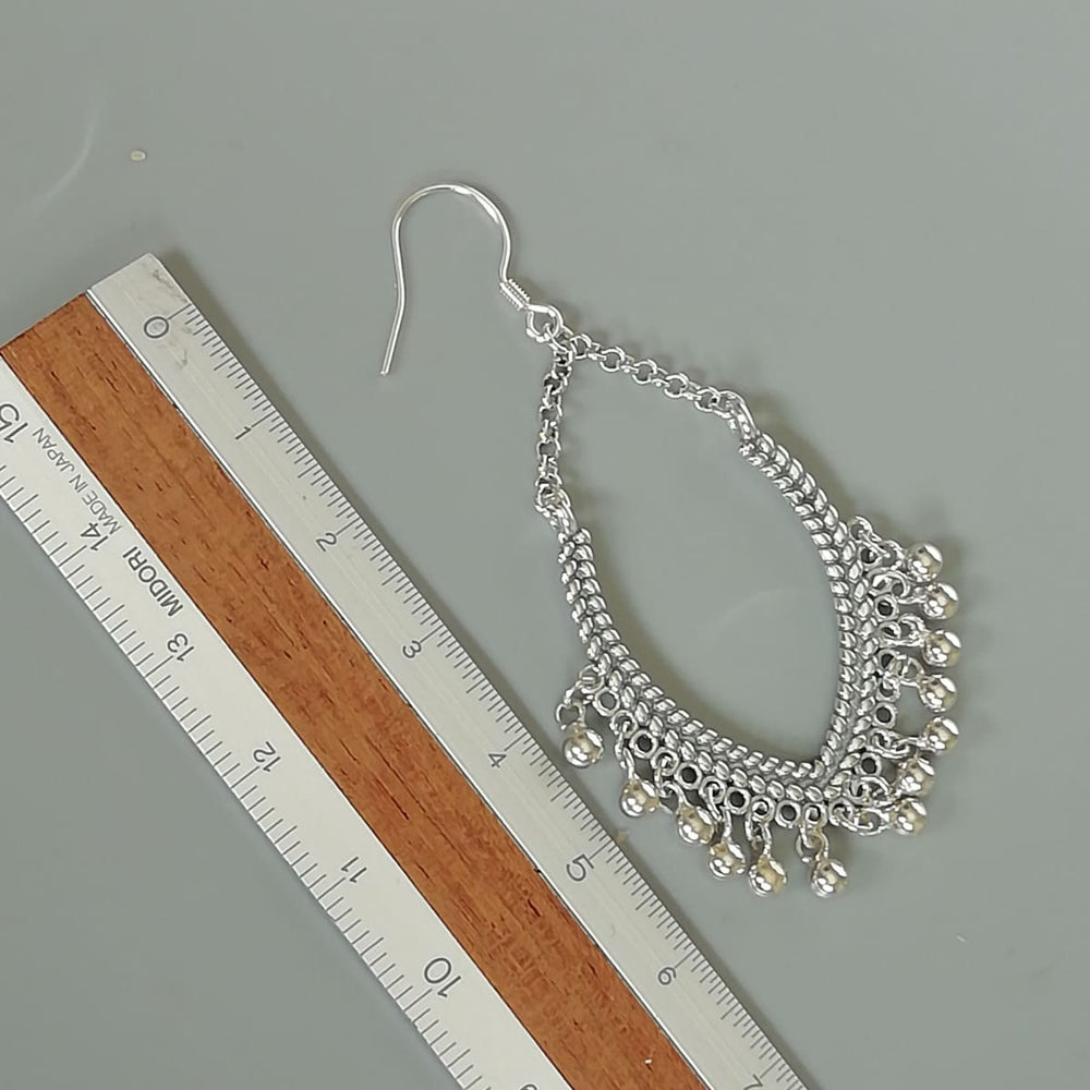 Indian Ear Danglers | Sterling Silver Long Earrings | Ethnic | Bridal Jewelry | Pretty | E1111 - by Oneyellowbutterfly