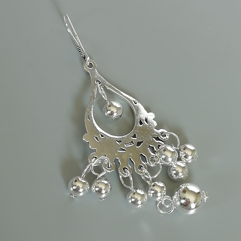 Indian ear danglers | Sterling silver long earrings | Ethnic | Jhumka | Bridal jewelry | Pretty | ECLF - by OneYellowButterfly