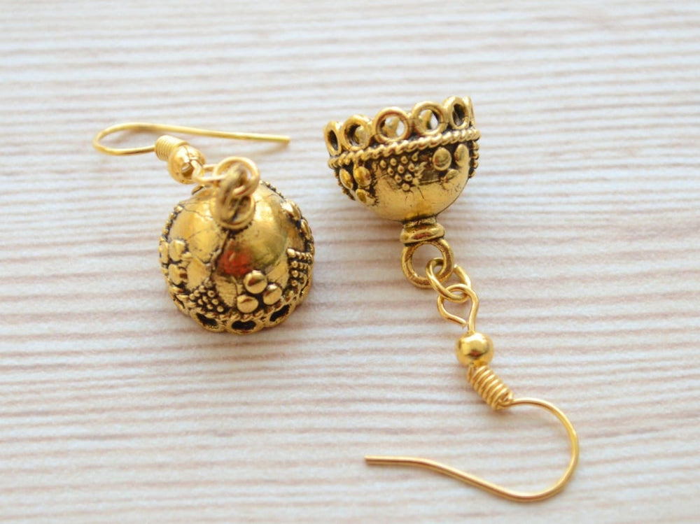 earrings Indian Small Jhumka Jhumki Dangle and Drop Earrings Gift Set South Dance Wedding Jewelry Simple Minimalist jewelry - by Pretty 