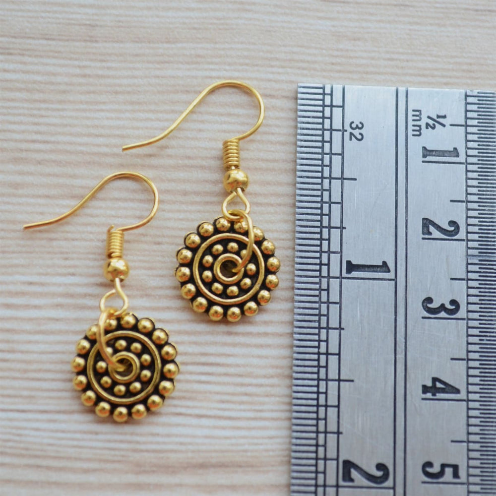 earrings Indian Mandala Earrings Small geometric Hoop gift set minimalist everyday work wear jewelry self jewellery - by Pretty Ponytails