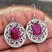 earrings Indian Ruby 925 Sterling Silver Nickel-Free Statement Earrings July Birthstone,Handcrafted Jewelry - by InishaCreation