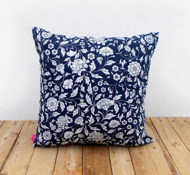 Indigo Throw Pillow Cover Kalamkari Print Indian Ethinic Cotton Sizes Available. - By Vliving