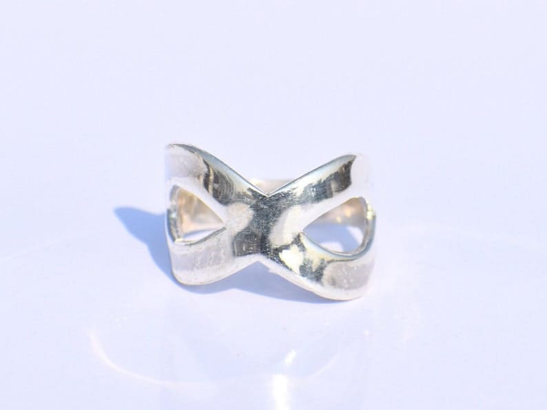 rings Infinity Wide Band Sterling Silver Ring,Handmade Bow Jewelry,Gift For Husband - by Paradise