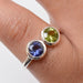Iolite & Peridot Adjustable Ring 925 Sterling Silver Faceted Gemstone Handmade Jewelry - by Arte de Joyas